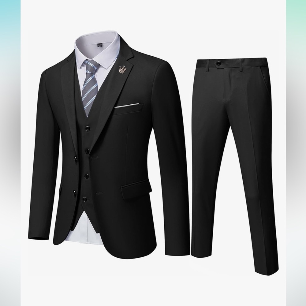 Men’s Black 3-Piece Suit - Size Large - NWOT